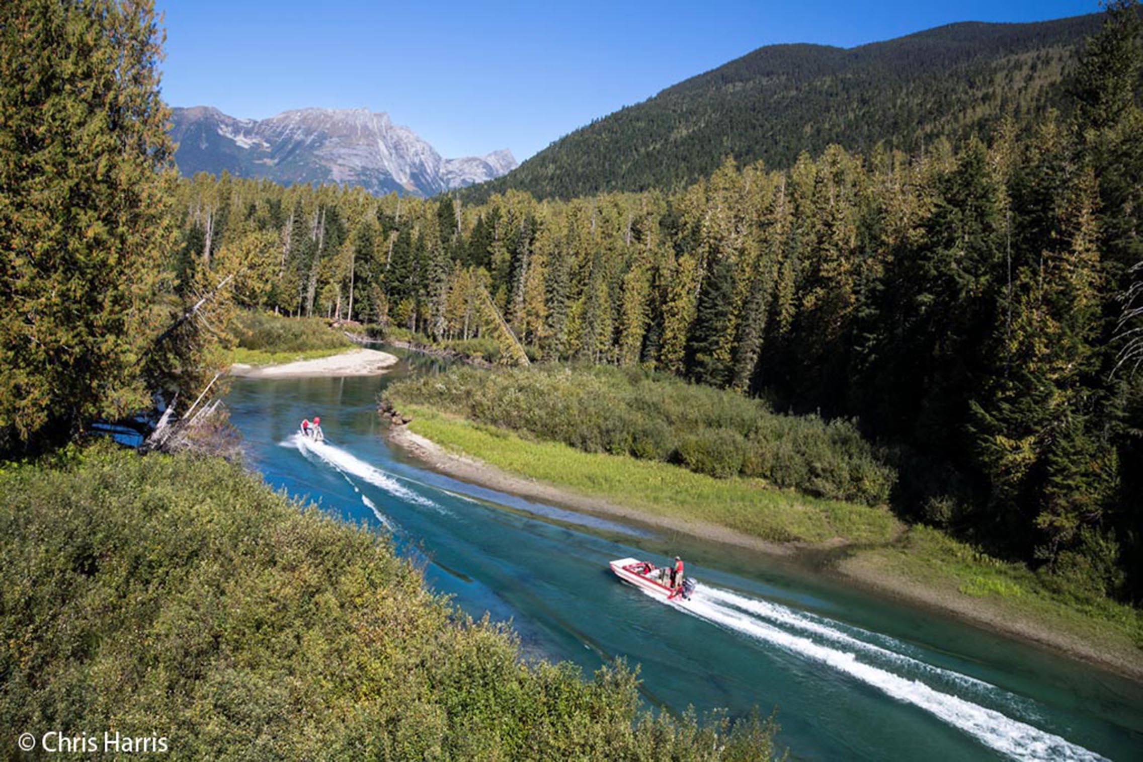 British Columbia; Canada; Chris Harris; Cariboo Mountains; Mitchell River; Cariboo Mountains; motor boats;